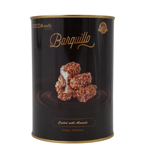 barquilla cocoa melts coated with almonds candy
