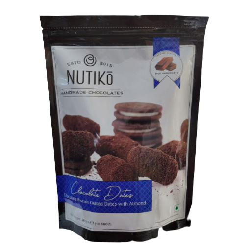 nutiko handmade chocolate biscuit chocolate coated dates with almonds