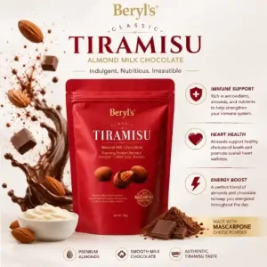 Beryl's Tiramisu Almond Chocolate 300g
